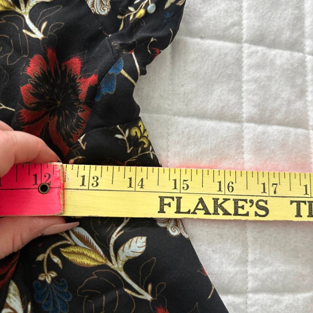 ALC Dress 2 Black Floral Silk Reid Fit Flare Dark Romantic Coquette - Picture 7 of 8